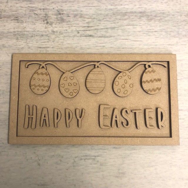 Happy Easter Plaque (Eggs) Wooden Craft Shape
