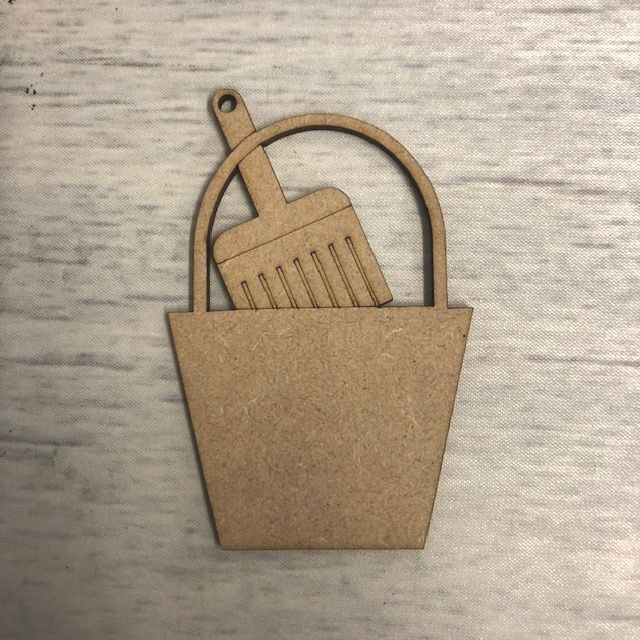 Paint Brush and Bucket -  engraved Wooden Craft Shape