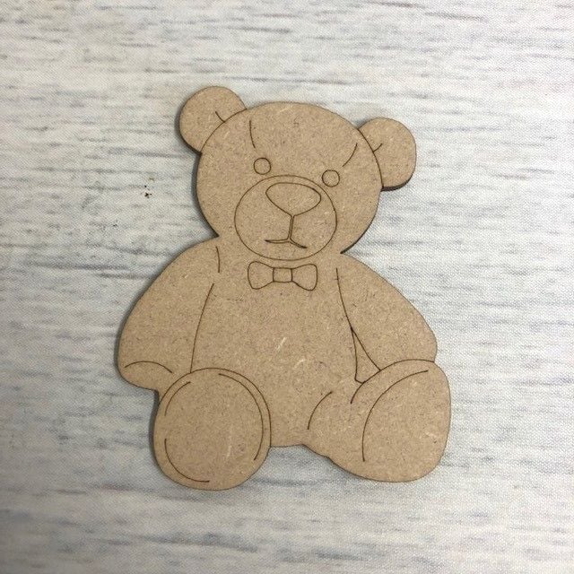 Teddy Bear 3 - engraved Wooden Craft Shape