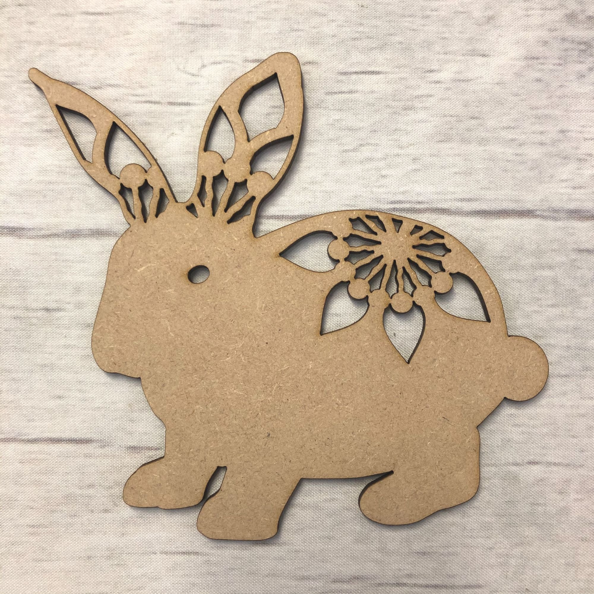 Patterned Rabbit 2 - Animal-themed Wooden Bases for DIY Art and Craft ...